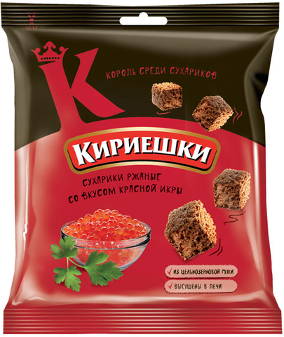 «Кириешки», сухарики со вкусом красной икры, 40 г ► Photo 1/1