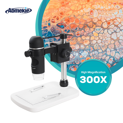 AOMEKIE 300X USB Digital Microscope Zoom 5MP HD 8 LED Handheld Microscope Electronic Magnifier Skin Detection PCB Repair Tool ► Photo 1/6