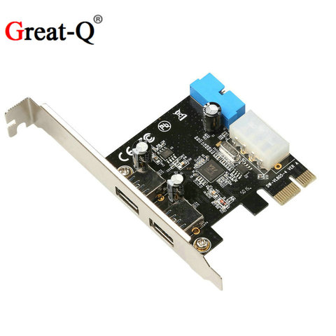 USB 3.0 PCIE Expansion Card  External Dual USB3.0 + Internal 19pin Header PCI Express Card 4pin IDE Power Connector ► Photo 1/4