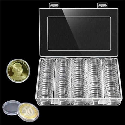 100Pcs 30mm Clear Coin Holder Capsule Protector Case Collection Storage Box ► Photo 1/6