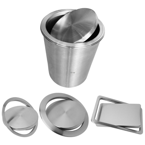 Stainless Steel Flush Recessed Built-in Balance Swing Flap Lid Cover Trash Bin Garbage Can Kitchen Counter Top ► Photo 1/6