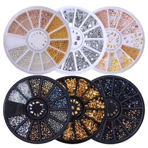 Small Round Assorted Colors Rhinestones Nail Art Deco Wheel Colors