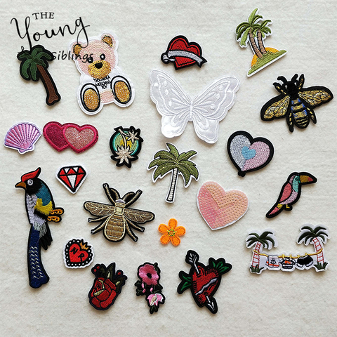 Cartoon Decorative Patch Heart tree butterfly Pattern Embroidered Applique Patches For DIY Iron on Patch Stickers on The Clothes ► Photo 1/6