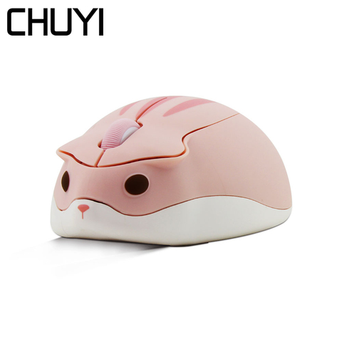 CHUYI 2.4G Wireless Mouse USB Optical Computer Mini Pink Mouse 1200 DPI Cute Cartoon Hamster Design Small Hand Mice For Girl ► Photo 1/6