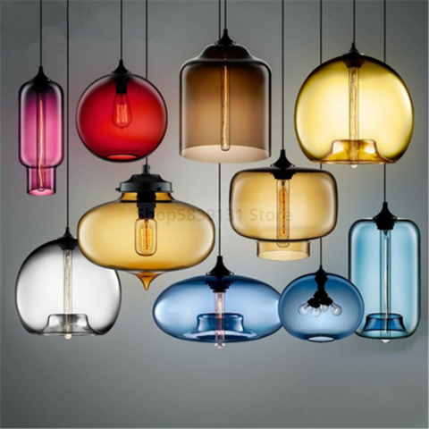 Nordic Modern Stained Glass Pendant Lights LED Colorful Hanging Lamp Dining Living Room Kitchen Home Decor Lighting Fixtures E27 ► Photo 1/6