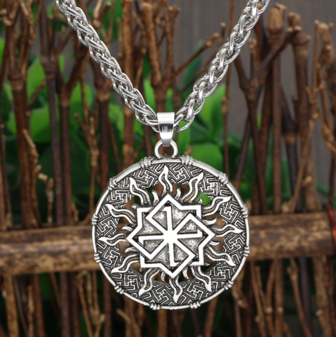 Vintage Tribal Style Slavic Sun Wheel Rune Amulet Pendant Necklace Glamour Men's Classic Punk Jewelry ► Photo 1/6