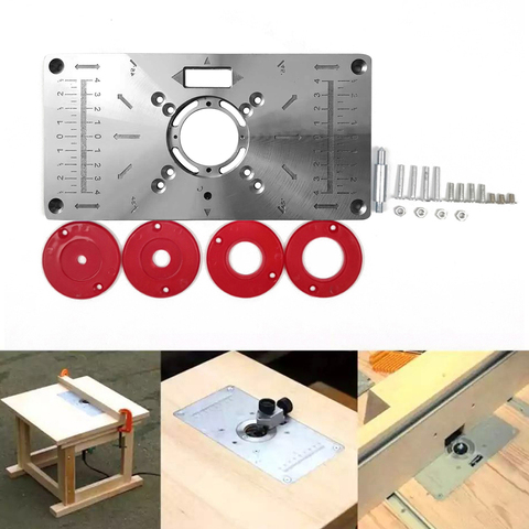 Carpinte Router Table Insert Plate Woodworking Benches Aluminium Wood Router Trimmer Models Engraving Machine with 4 Rings Tools ► Photo 1/6