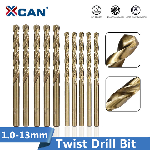 XCAN 1.0-13mm HSS M35 Cobalt Coated Twist Drill Bit Wood/Metal Hole Cutter Round Shank Gun Drill Bit ► Photo 1/5