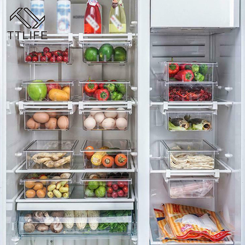 Transparent Refrigerator Organizer Bin Storage Box Compartment Refrigerator  Drawer Fridge Storage Bin Containers Pantry Freezer