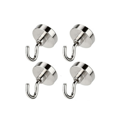 Heavy Duty Magnetic Hook, Strong Neodymium Magnets Hook for Home, Kitchen, Workplace,etc ,D16mm Hold up to 80Pounds, Pack of 4 ► Photo 1/6