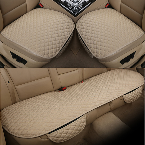 Flax Car Seat Cover Front Rear Linen Fabric Cushion Breathable Protector Mat Pad Universal Auto Interior Styling Truck SUV Van ► Photo 1/6