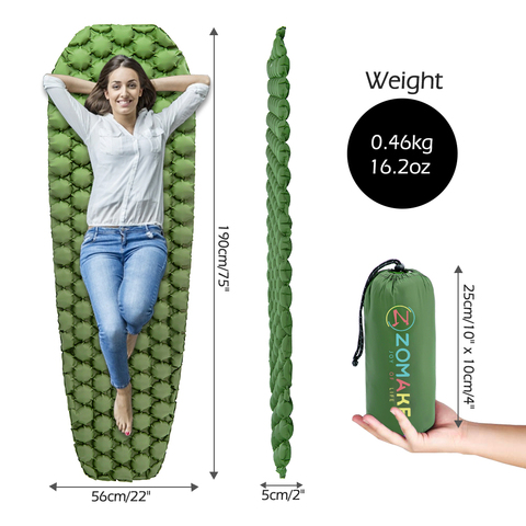 Zomake New 0.5kg Portable ultralight sleeping pad for camping sleeping mat ultralight self inflating air mattress ultralight ► Photo 1/6