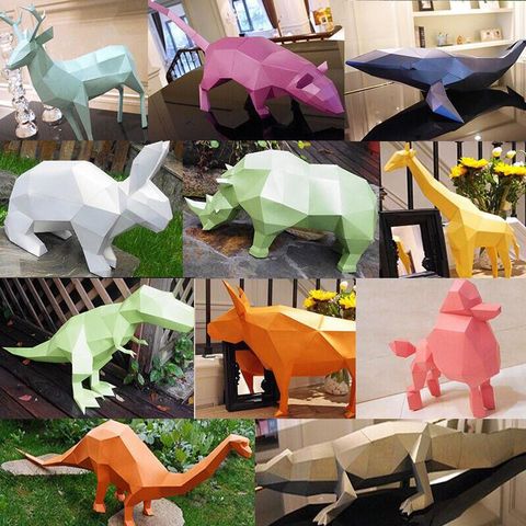 Cute Animals 3D Puzzles Paper Model Bear Dinosaur Paper Wall Hanging Art Sculpture Model Toy Papercraft Action Figures Kids Gift ► Photo 1/5