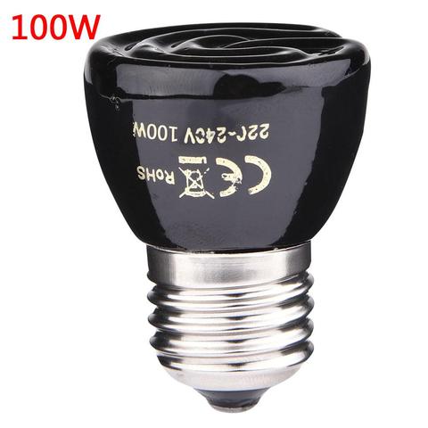 25W 50W 75W 100W E27 Pet Heating Lamp Black Infrared Ceramic Emitter Heat Light Bulb Pet Brooder Chickens Reptile Lamp  220-240V ► Photo 1/6