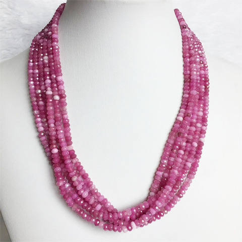 3*4MM Faceted Tourmaline Necklace Rubellite Vintage Natural Stone Jewelry Noble Elegant Exquisite Beaded Chain Choker Collier ► Photo 1/6