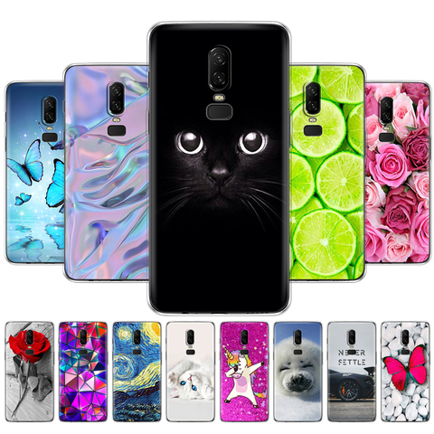 soft tpu silicone transparent cover phone case for oneplus 6 one plus 6 back cover 360 full protective clear coque Cat flower ► Photo 1/6