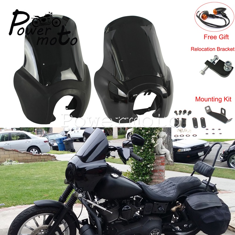 Automotive 9" Windshield Front Fairing ABS For Harley Dyna Low Rider