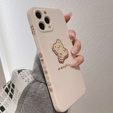 sweet bear phone case cute protective cover silicone capa for iphone xs max 12 pro max mini 7 8 plus x xr 11 shell fundas ► Photo 1/5