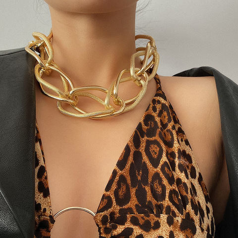 Punk Miami Cuban necklace necklace collar statement hip-hop big chunky aluminum gold color thick chain necklace women jewelry ► Photo 1/6