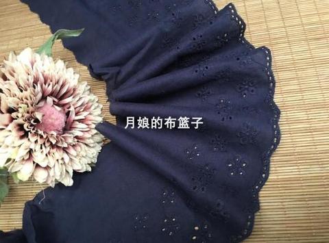 2 Yards/lot 12cm Width Navy Blue 100% Cotton Embroidered Lace Fabrics Women's Clothing DIY Lace Trim ► Photo 1/5