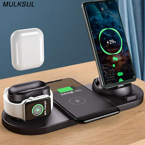 2022 Wireless Charger for iPhone 12 Pro Max 11 Xs Max 8 Plus 10W Fast Charging Pad for Apple Watch 6 in 1 Charging Dock Station ► Photo 1/6