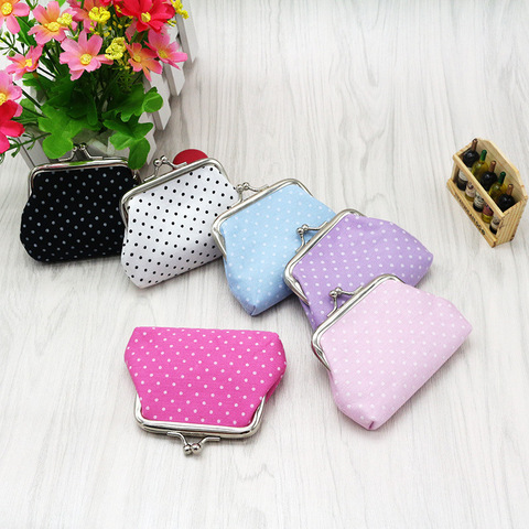 1PC Coin Purses Lady Small Wallet For Women Dot Pattern Mini Hasp Coin Purses Money Change Pouch Cotton Fabric Carteira Feminina ► Photo 1/6