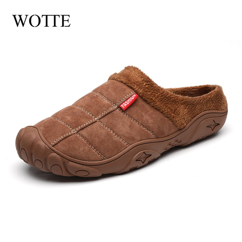 WOTTE Slippers House Men's Winter Shoes Soft Man Home Slippers Cotton Shoes Fleece Warm Anti-skid Man Slippers High Quality ► Photo 1/6