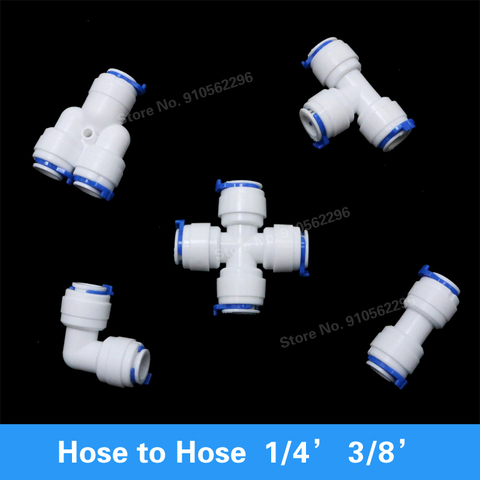 RO Water  Hose Connection Straight Elbow Tee Cross 1/4