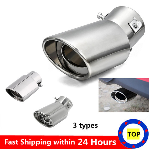 Universal Car Exhaust Muffler Tip Round Stainless Steel Pipe Chrome Exhaust Tail Muffler Tip Pipe Silver ► Photo 1/6