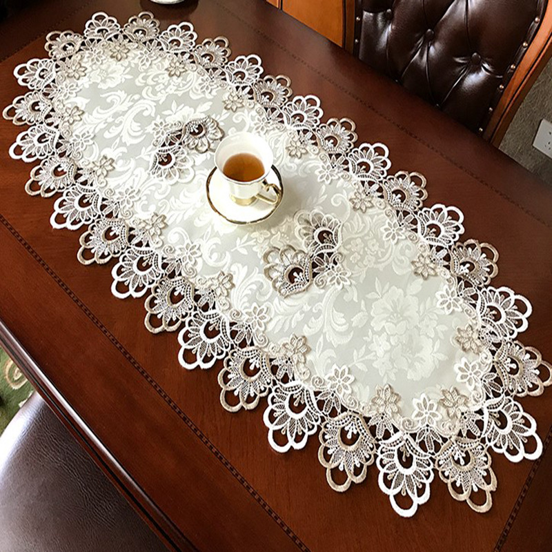 chenxiu brand household textile oval and round size tablecloth table cover made from 100% polyester fabric with embroidery lace ► Photo 1/6