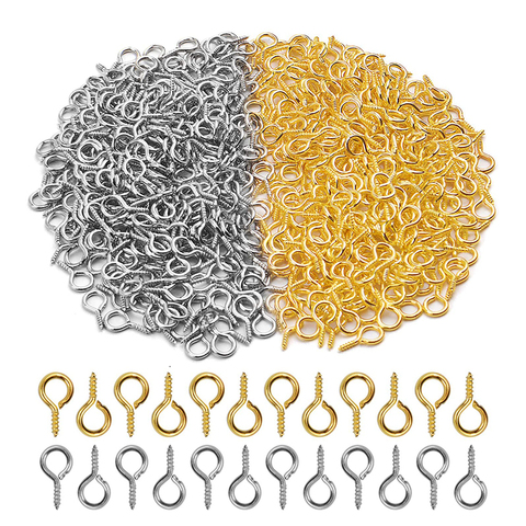 4x8mm Small Tiny Mini Eye Pins Eyepins Hooks Eyelets Screw Threaded Gold Clasps Hooks Jewelry Findings For Making DIY 400pcs/lot ► Photo 1/6