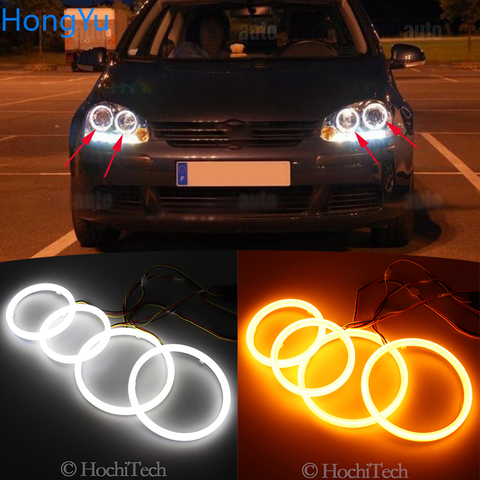 Cotton LED Angel Eye Halo Switchback Light Ring lamp DRL White/Amber for VOLKSWAGEN VW golf 5 Rabbit Jetta R32 V mk5 2004-2009 ► Photo 1/6