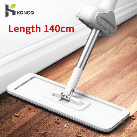 140cm Microfibre Flat Mop,Flipping Flat Mop, Stainless Steel 2/4 Lazy Mop,Wet & Dry Mopping in 2 Sides ► Photo 1/6