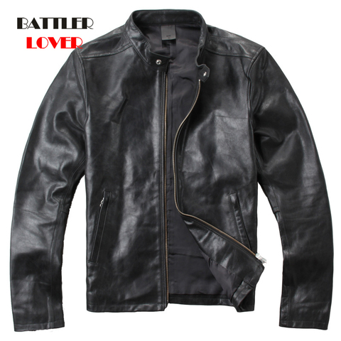 Free Shipping classic casual style soft sheepskin Jackets men genuine leather jacket motor biker leather coat men winter clothes ► Photo 1/1