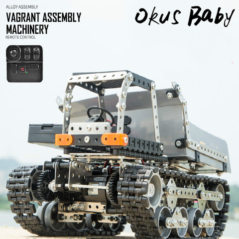 2.4G 10CH RC Tracked Dump Truck DIY Stainless Steel Assemble Vehicle Metal RC Car Model Kid Gifts ► Photo 1/6