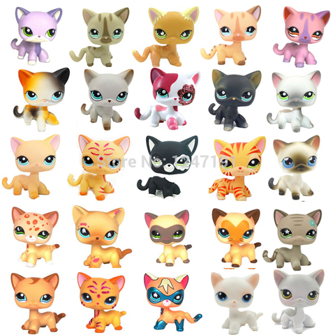 LPS CAT rare pet shop cute toys cat mini short hair standing grey #5 #391 black #336 old original anime figure toys for children ► Photo 1/6