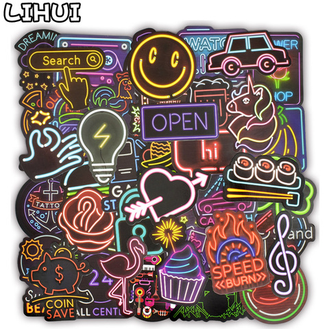 50 PCS Neon Stickers Gift Toys for Children Anime Cute Sticker to Laptop Skateboard Phone Guitar Suitcase Fridge Bike Car Decals ► Photo 1/6