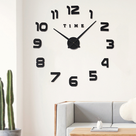 3d Wall Clock Luminious New Clock Watch Wall Clocks Horloge 3d Diy Acrylic Mirror Stickers  Luminova Quartz Reloj de Pared ► Photo 1/6