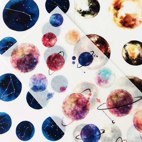 3 Sheets /Pack Beautiful Planets Moon Washi Paper Stickers DIY Phone Hand Account Decor ► Photo 1/4