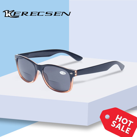 Bifocal Reading Glasses Grey Lens Fashion Men and Women Spring Hinge Plastic Presbyopia Glasses Outdoor fishing sunglasses ► Photo 1/5