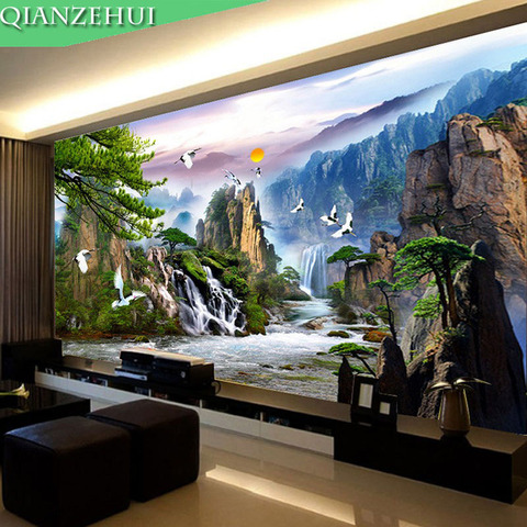 QIANZEHUI,Needlework,DIY the Pine Greeting Guests Cross stitch ,Making money landscape scenery series ,Wall Home Decro ► Photo 1/5