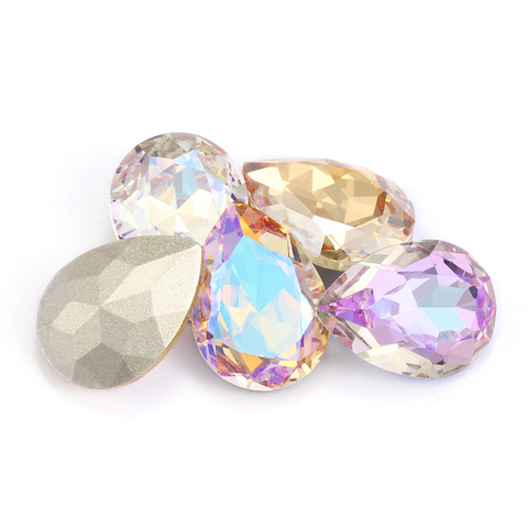 Glittery Colorful Tear Drop  K9 Glass Rhinestones Glass Crystal Pointback Rhinestones Glue on Garment Crafts Jewelry Accessories ► Photo 1/6