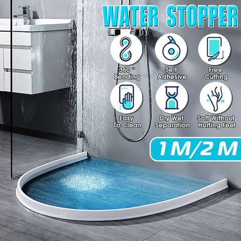 1M/2M Silicone Bathroom Water Stopper Blocker Shower Dam Non Slip Dry And Wet Separation Flood Barrier Door Bottom Sealing Strip ► Photo 1/6