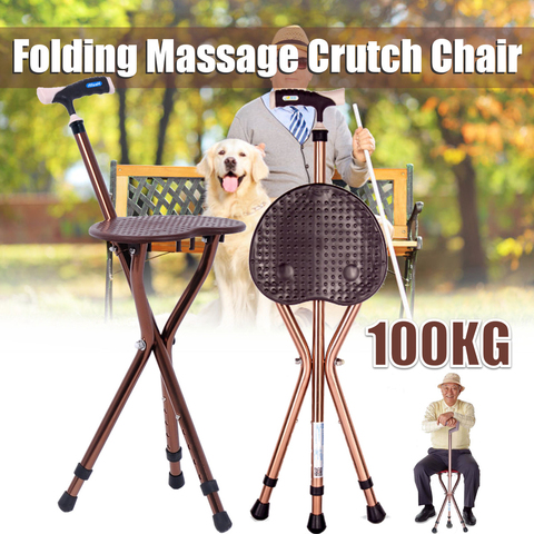 Folding Aluminium Height Adjustable Portable Walking Cane walking stick Chair for Elderly with Seat Fishing Rest Stool ► Photo 1/6