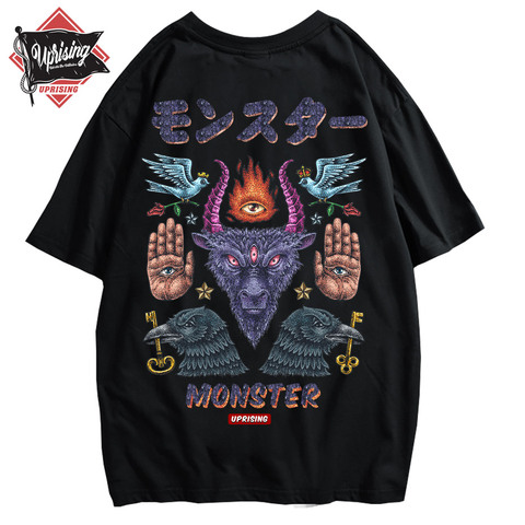 UPRISING Monster short-sleeved street fashion brand personality joint hip-hop motorcycle T-shirt popular FREE SHIPPING ► Photo 1/6