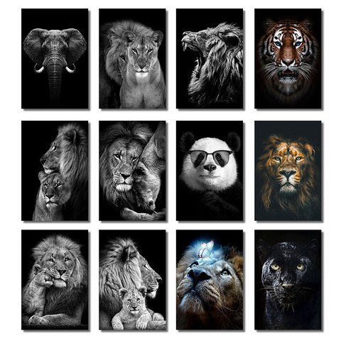 Canvas Painting Animal Wall Art Lion Elephant Panda Zebra Posters and Prints Wall Pictures for Living Room Decoration Home Decor ► Photo 1/6
