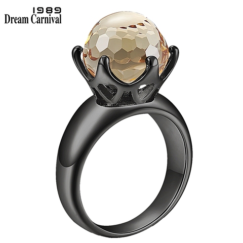 DreamCarnival 1989 New Special Cut Solitaire Women Love Engagement Ring Champagne Zircon 6 Prawns Crown Brown Jewelry WA11498BR ► Photo 1/6