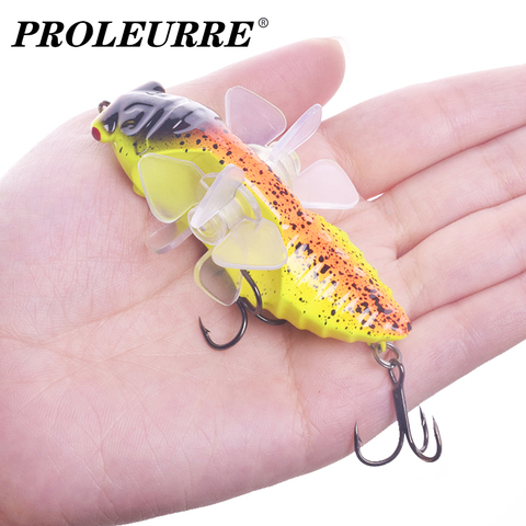 Topwater Cicada Shape Fishing Lure 7.5cm/15.5g Crankbait Artificial Bait Hard Plopper Soft Rotating Double Wings Fishing Tackle ► Photo 1/6