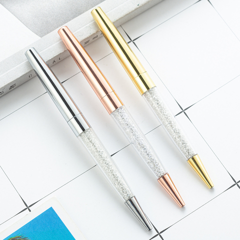 1 Pieces Lytwtw's Crystal Ballpoint Pen Stationery Office School Supply Spinning Metal High Quality Luxury Roller Rose Gold ► Photo 1/6