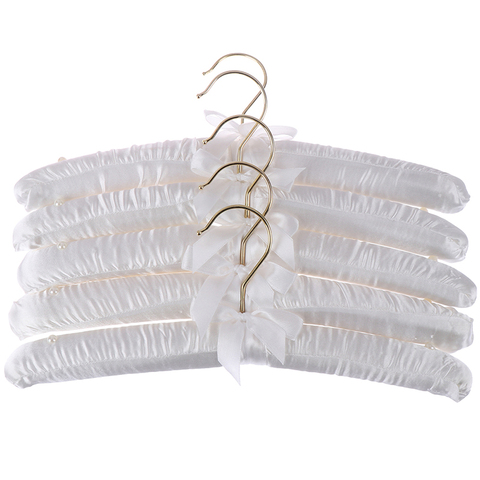 5 X White Satin Padded Clothes Hook Hanger ► Photo 1/6
